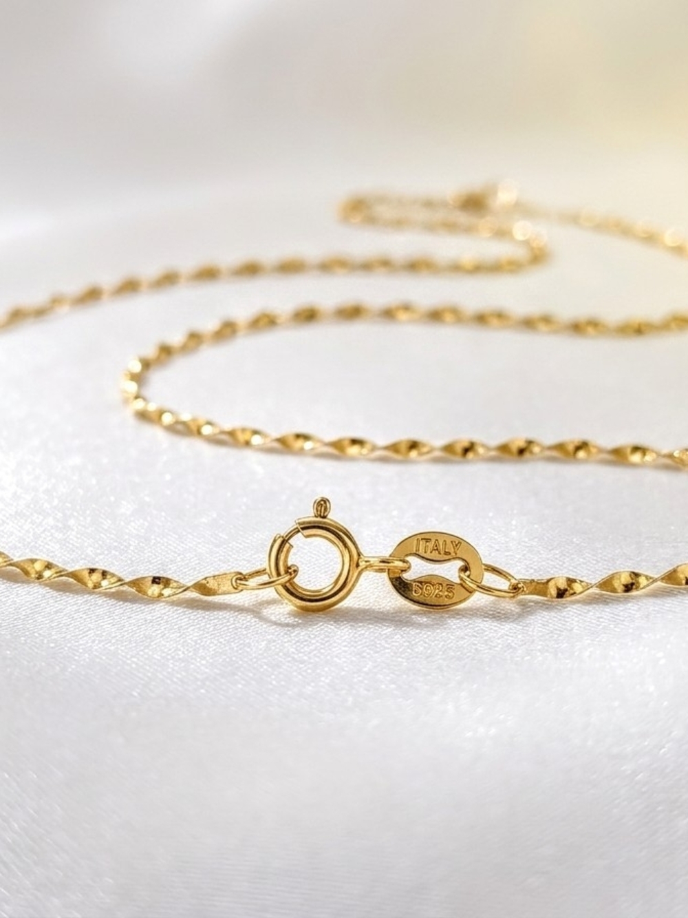 24" Gold Over Sterling Silver Italian Twist Chain Necklace 1.3mm S925 Adjustable
